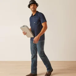 Ariat Men's Rebar Foreman Short Sleeves Polo Shirt - Navy