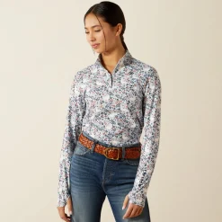 Ariat Youth Lowell 3.0 1/4 Zip Long Sleeve Baselayer - Posey Pony Print
