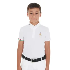 Equestro Boys' Four-Button Competition Polo Shirt Equestro X Fise