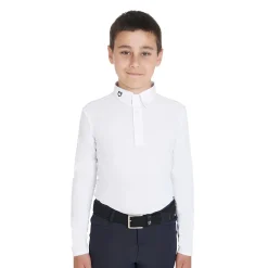 Equestro Boy's Slim Fit Competition Polo Shirt With Three Buttons