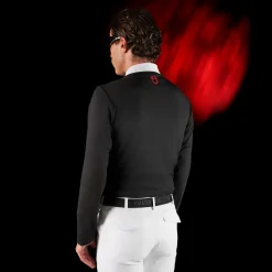 Equestro Equestro Ridertechnology Men's Competition Polo Shirt Long Sleeves And Buttons