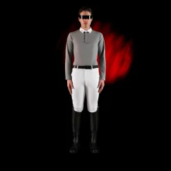 Equestro Equestro Ridertechnology Men's Competition Polo Shirt Long Sleeves And Buttons
