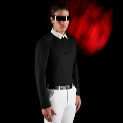 Equestro Equestro Ridertechnology Men's Competition Polo Shirt Long Sleeves And Buttons