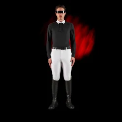 Equestro Equestro Ridertechnology Men's Competition Polo Shirt Long Sleeves And Buttons