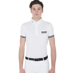 Equestro Men's Slim Fit Competition Polo Shirt With Black Inserts