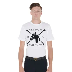 Equestro Men's Slim Fit T-Shirt With Equestrian Print