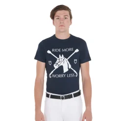 Equestro Men's Slim Fit T-Shirt With Equestrian Print