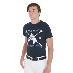 Equestro Men's Slim Fit T-Shirt With Equestrian Print