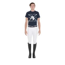 Equestro Men's Slim Fit T-Shirt With Equestrian Print