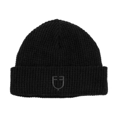 Equestro Unisex Ribbed Wool Beanie With Logo