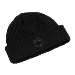 Equestro Unisex Ribbed Wool Beanie With Logo