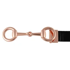 Equestro Women's Glossy Belt With Snaffle Bit Buckle