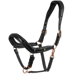 Equestro Polished Leather Halter With Rose Gold Buckles