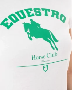 Equestro Women's Cotton Jumping Horse Club T-Shirt