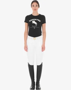Equestro Women's Cotton Jumping Horse Club T-Shirt