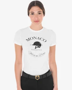 Equestro Women's Monaco Cotton T-Shirt With Rhinestones