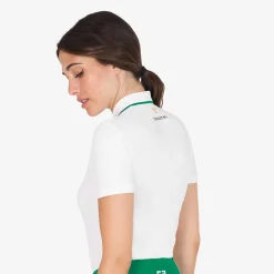 Equestro Women's Slim Fit Training Polo Shirt With Zip And Chest Logo