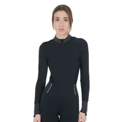 Equestro Women's Technical Training Polo Shirt with Rhinestone Details