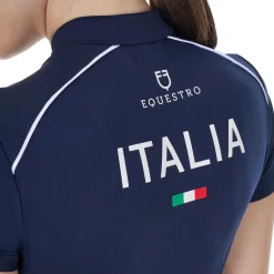 Equestro Women's Training Polo Shirt With Italian Flag Zip Equestro X Fise