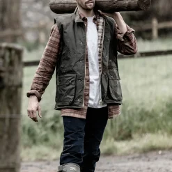 Hoggs of Fife Men's Padded Waxed Waistcoat