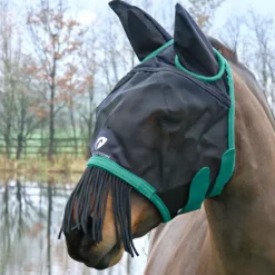 Hy Equestrian Mesh Half Mask With Ears and Fringe