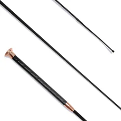 KM Elite Dressage Whip Leather Grip with Rose Gold Cap
